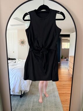 Black Tie-Waist Sleeveless Dress